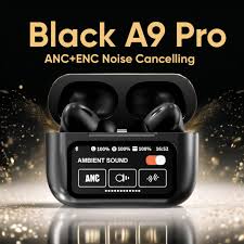 A9 Pro ANC Touch Screen Display Earbuds Black