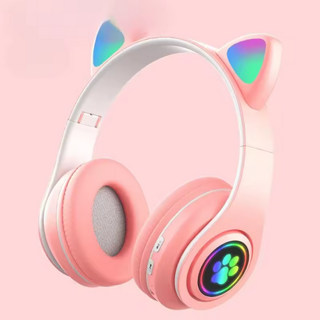 Cute Cat Wireless Headphones RGB Cute Cat Ears Headset With Microphone